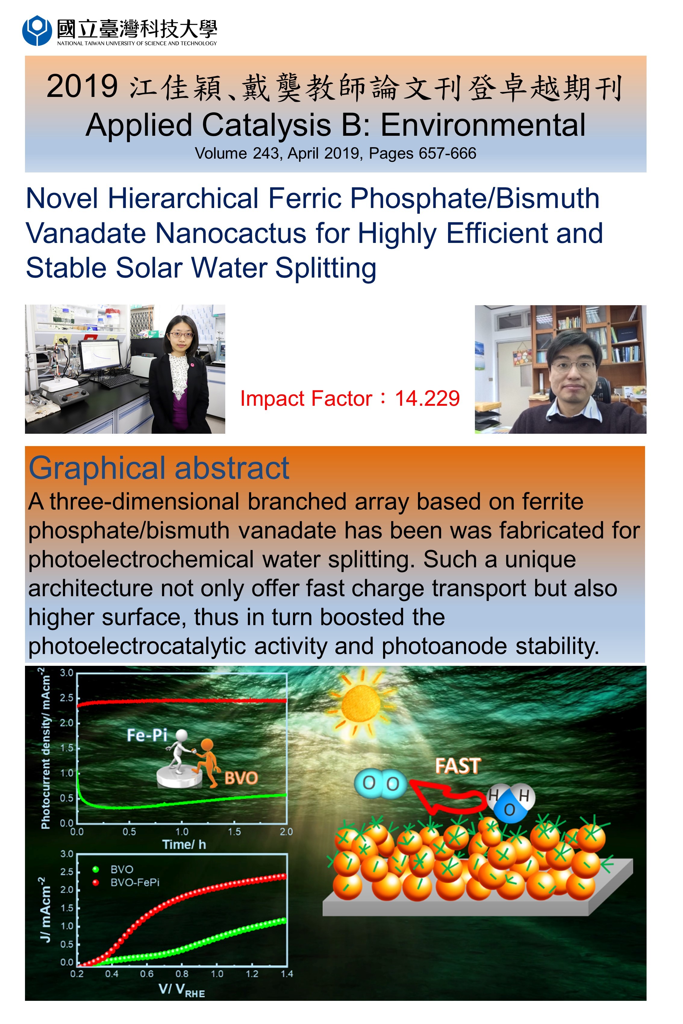 2019 江佳穎-戴龑兩位教師論文刊登卓越期刊Applied Catalysis B_Environmental 1090210-02