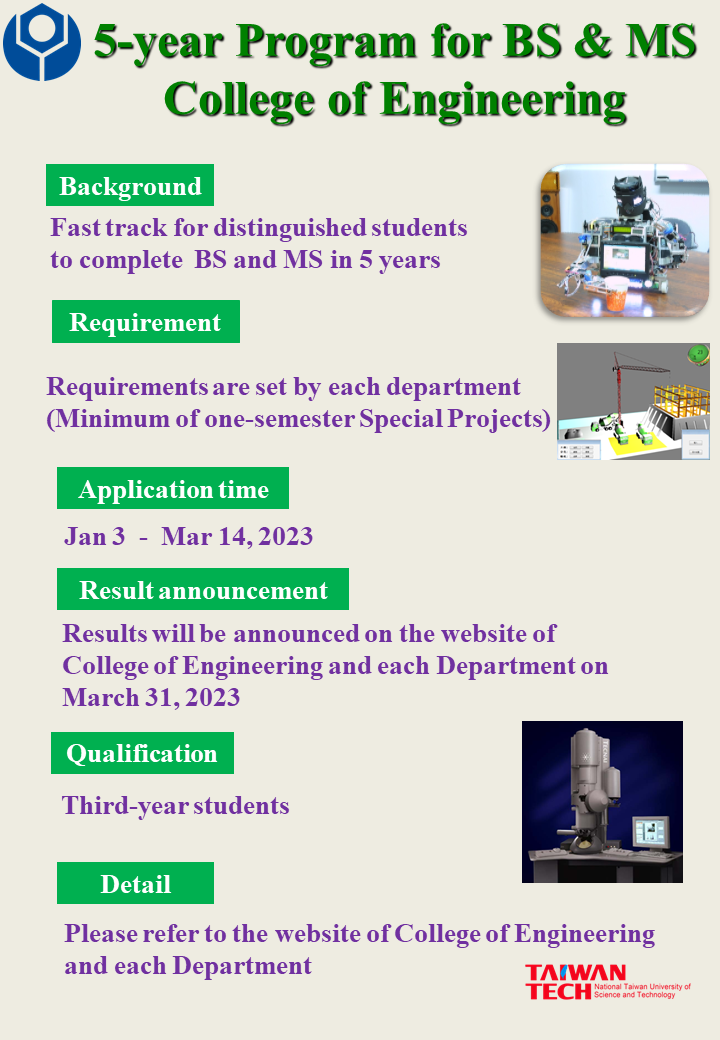 5-year Program 2023 for BS & MS College of Engineering